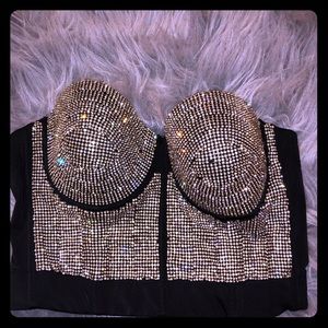 Black & silver sequined crop top bra.